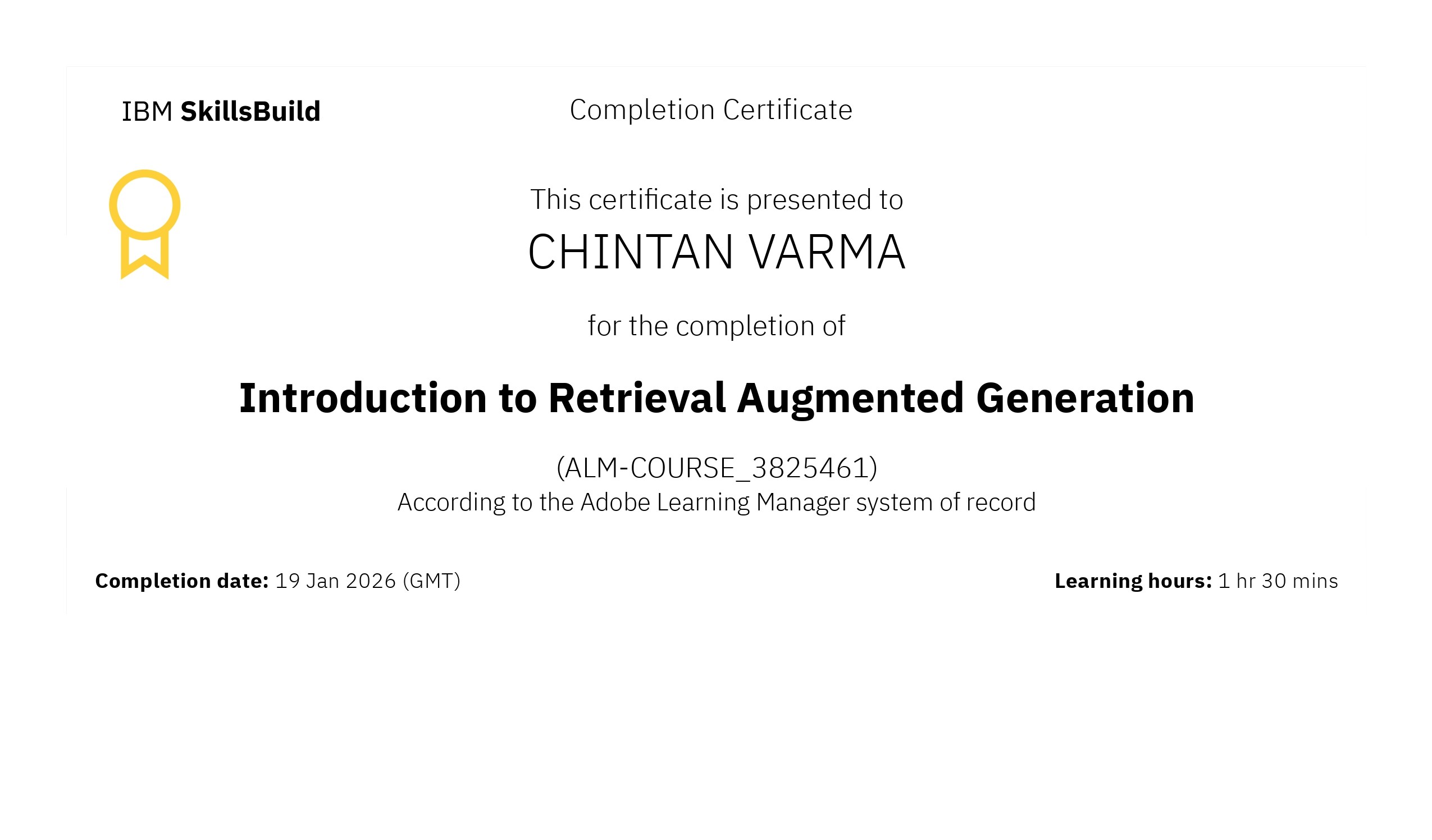 Chintan Varma Certification